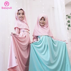 TK0254 Baju Gamis Anak Pink Hijau 1 sd 12 Tahun Best Seller
