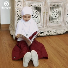 TK0266 Gamis Muslim Anak Warna Putih Marun Syari Seragam TPA