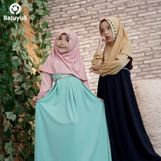 TK0310 Baju Gamis Anak Hijau Navy Lucu Best Seller