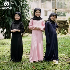 TK0324 Baju Muslim Anak Perempuan Hitam Salem Navy Lucu Seragam Sekolah