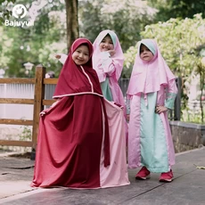 TK0333 Baju Gamis Anak Perempuan Warna Marun Pink Hijau Syari TPA