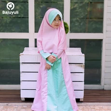 TK0352 Gamis Muslim Anak Pink Polos Murah