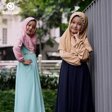 TK0364 Baju Muslim Anak Warna Polos Renda Lucu Seragam TPA