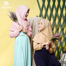 TK0406 Baju Gamis Anak Kombinasi Hijau Biru Terbaru 2023 Shahia