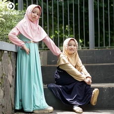 TK0409 Gamis Muslim Anak Kombinasi Hitam Navy Terbaru 2023 1 thn