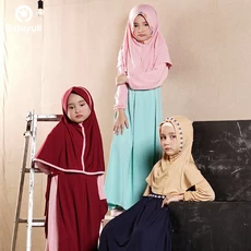 TK0418 Baju Gamis Anak Warna Marun Hijau Terbaru Shahia