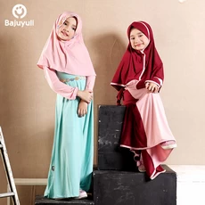 TK0446 Gamis Anak Perempuan Warna Pink Berdiri Lucu Naura