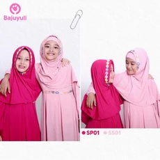 TK0447 Baju Muslim Anak Perempuan Warna Pink Bunga Fuschia Polos Upright