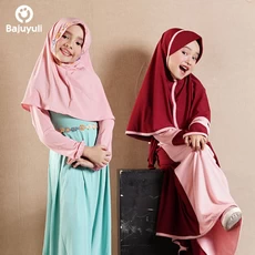 TK0451 Gamis Anak Kombinasi Pink Marun Syari Cutetrik