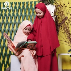 TK0499 Gamis Muslim Anak Kombinasi Marun Salem Membaca Quran Terbaru Shahia