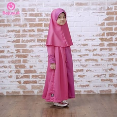 TK0522 Baju Gamis Anak Kombinasi Pink Berdiri Modern Tanggung