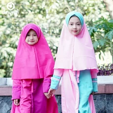 TK0524 Gamis Muslim Anak Kombinasi Pink Dusty Terbaru 2022 Upright