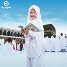 TK0546 Baju Muslim Anak Kombinasi Putih Manasik Haji Lucu 2 thn