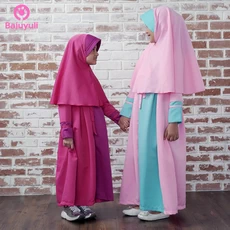 TK0561 Baju Muslim Anak Perempuan Warna Adek Kaka Pink Polos 2 thn