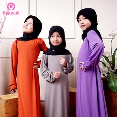 TK0571 Baju Muslim Anak Perempuan Kombinasi Bata Abu Ungu Polos Terbaru Tanggung