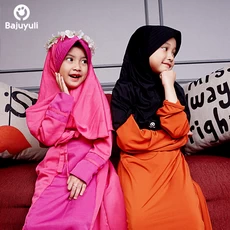TK0576 Baju Anak Gamis Warna Bunga Pink Oranye Terbaru 2023 2 thn
