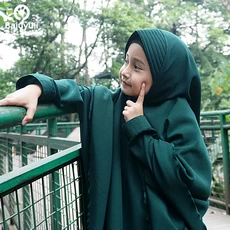 TK0583 Baju Muslim Anak Kombinasi Hijau Botol Taman Terbaru 2023 Shahia