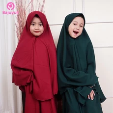 TK0599 Baju Anak Gamis Warna Marun Hijau Polos Polos Shahia