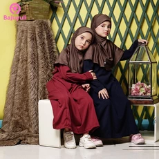 TK0605 Gamis Anak Kombinasi Marun Navy Polos Cutetrik