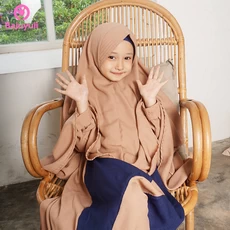 TK0611 Baju Gamis Anak Kombinasi Milo Bambu Syari Naura