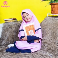 TK0639 Baju Gamis Anak Perempuan Warna Quran Navy Pink Syari Naura