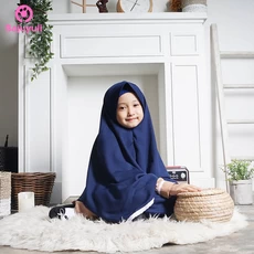 TK0641 Baju Anak Gamis Warna Renda Navy Modern Naura