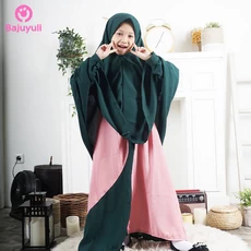 TK0647 Baju Gamis Anak Kombinasi Senyum Pink Hijau Polos 1 thn