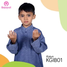 TK0659 Baju Muslim Anak Laki Laki Warna Biru Polos Murah