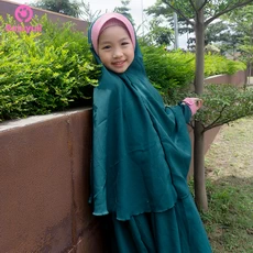 TK0685 Baju Muslim Anak Kombinasi Hijau Botol Pink Murah Upright