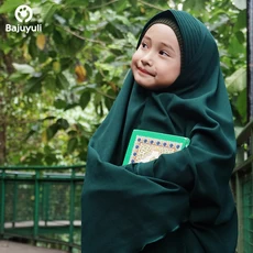 TK0687 Baju Muslim Anak Perempuan Kombinasi Hijau Quran Modern Tanggung