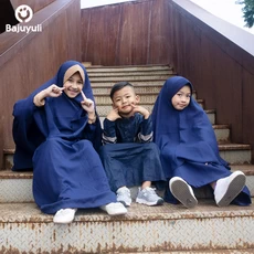 TK0700 Gamis Anak Warna Navy Couple Adek Kakak Terbaru 2023 Tanggung