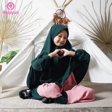 TK0727 Gamis Muslim Anak Warna Hijau Love.Jpg Murah Rabbani