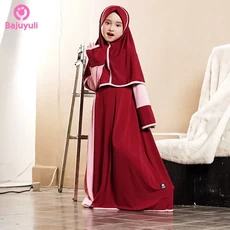 TK0750 Baju Muslim Anak Perempuan Kombinasi Marun Peach.Jpg Terbaru 2023 Naura