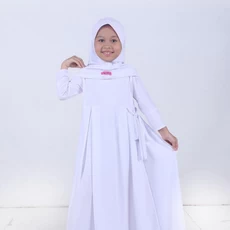 TK0798 Gamis Anak Perempuan Putih Bersih Terbaru Shahia Hijab
