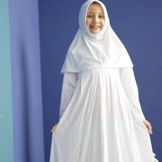 TK0799 Baju Muslim Anak Putih Bersih.Jpg Modern Tanggung