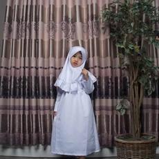 TK0805 Baju Gamis Anak Putih Manasik Modern Naura