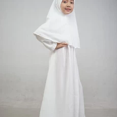 TK0808 Baju Gamis Anak Perempuan Putih Suci Terbaru 2022 Shahia Hijab