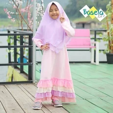 TK0812 Baju Muslim Anak Perempuan Kombinasi Pink Ungu Terbaru 2023 Rabbani