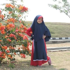 TK0818 Baju Muslim Anak Kombinasi Marun Navy Modern Nubi