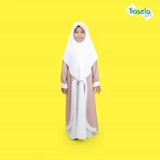 TK0824 Baju Muslim Anak Warna Mocca Putih Murah Nubi