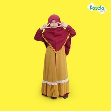 TK0860 Gamis Anak Perempuan Warna Marun Gold Renda Lucu Naura