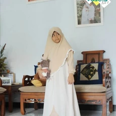 TK0864 Gamis Muslim Anak Warna Putih Kuninig Terbaru 2023 Shahia Hijab