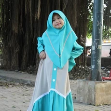 TK0865 Baju Gamis Anak Perempuan Kombinasi Turkish Abu Renda Syari Rabbani