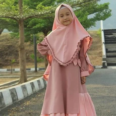 TK0896 Baju Gamis Anak Perempuan Warna Renda Rempel Milo Pink Murah 1 thn