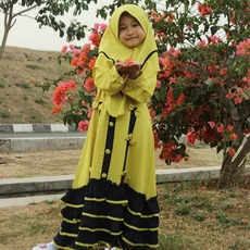 TK0910 Baju Anak Gamis Warna Hijau Lumut Gold Murah Naura