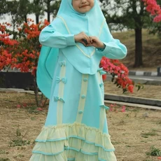 TK0919 Baju Muslim Anak Warna Biru Rempel Kombinasi Terbaru 2022 Rabbani
