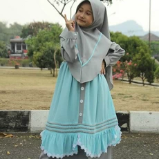 TK0940 Baju Muslim Anak Warna Biru Telor Asin Abu Modern Tanggung
