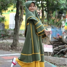 TK0949 Baju Anak Gamis Kombinasi Hijau Lis Gold Lucu Shahia Hijab