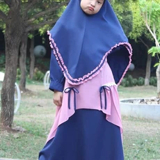 TK0982 Baju Muslim Anak Kombinasi Lacender Navy Set Terbaru 2023 Rabbani