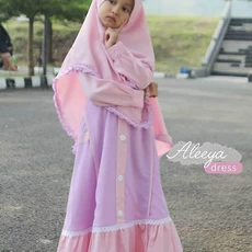 TK0996 Baju Gamis Anak Kombinasi Pink Ungu Kancing Terbaru 2023 Shahia Hijab